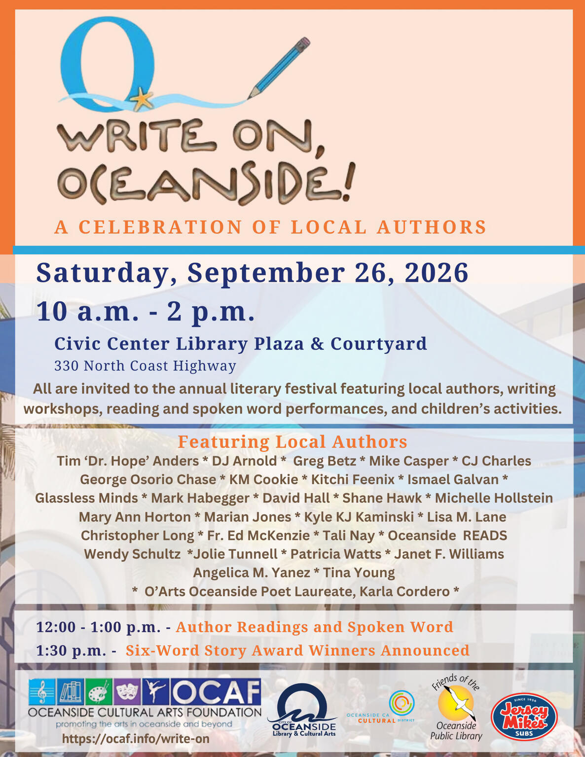 Write On, Oceanside! Literary Festival featuring Shane Hawk