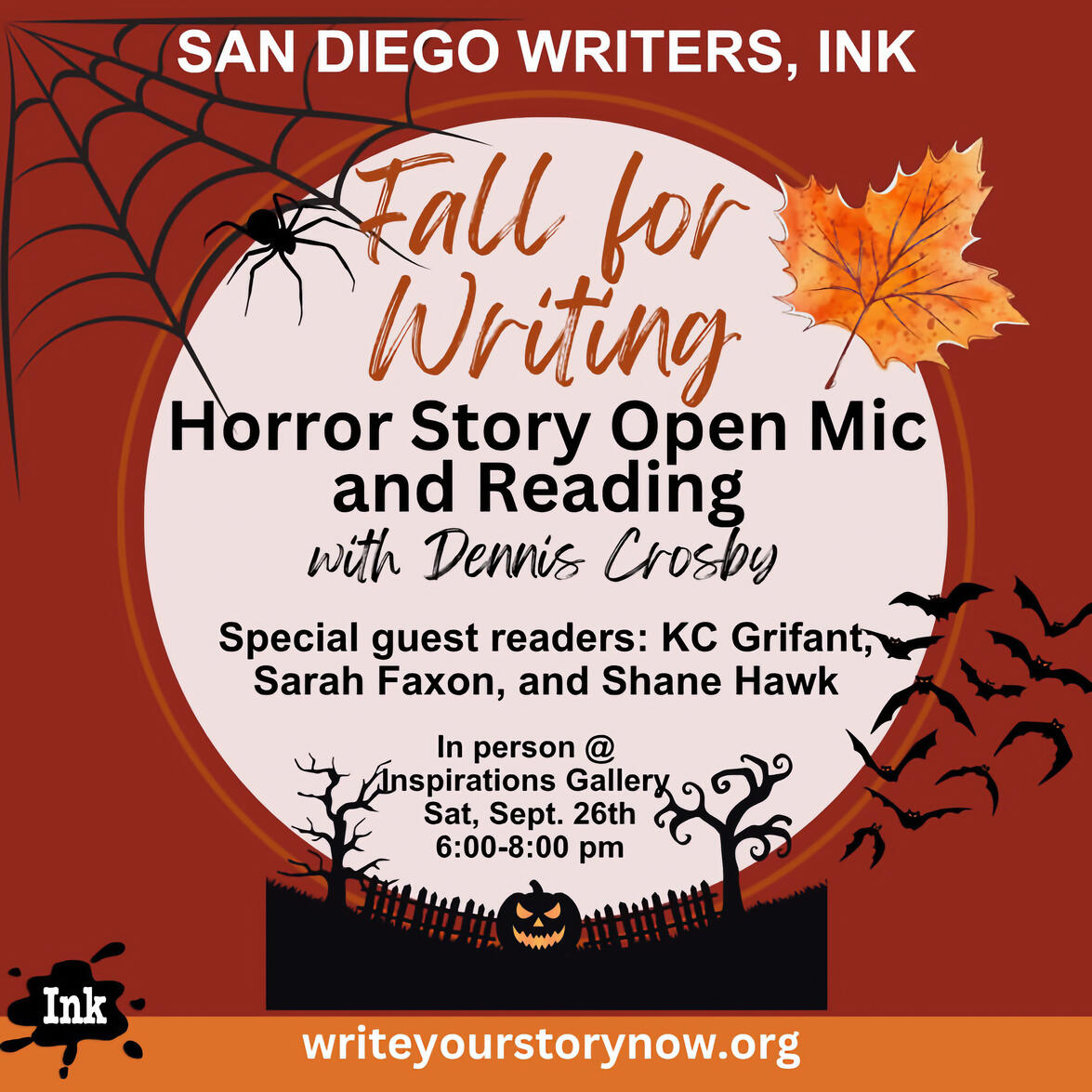 Fall for Writing - Horror Story Open Mic and Reading featuring Shane Hawk